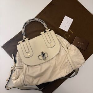 Gucci bamboo Cream Leather Women's Bag